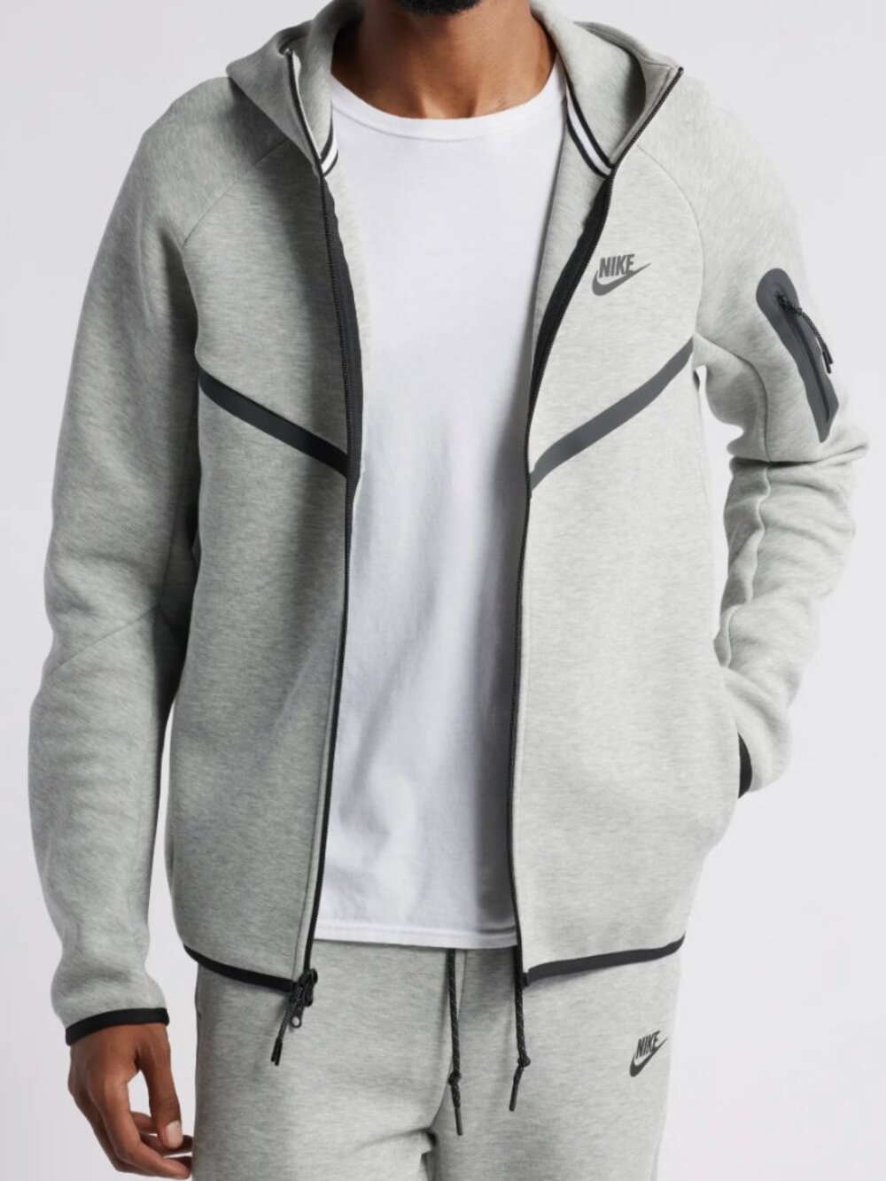 Nike Men's Sportswear Tech Fleece Windrunner Tracksuit Dark Heather Grey Black